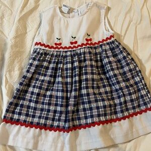 Vintage Corduroy and Gingham Cherry Dress